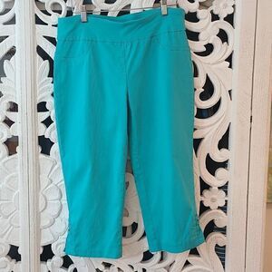 Hearts of Palm petite size‎ 10P pull on capri with decorative detail on hemline